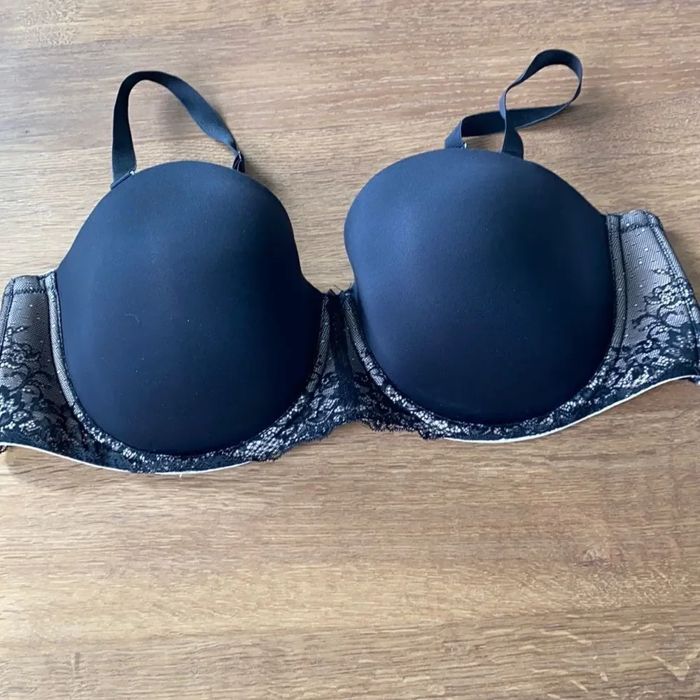 Torrid lace Balconette Lined Underwired Strapless Option Bra Black 46D‎